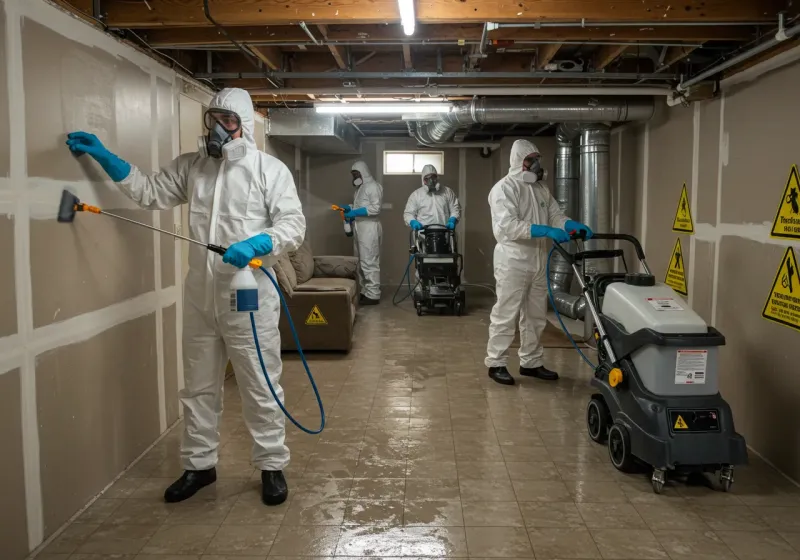 Basement Moisture Removal and Structural Drying process in West Dennis, MA